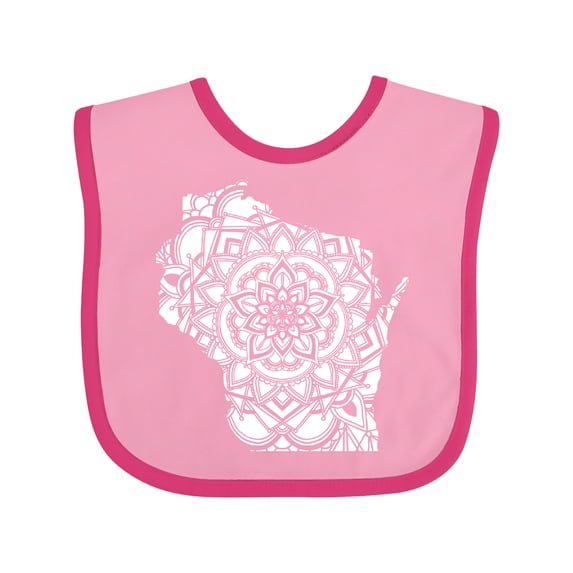 Inktastic Wisconsin Silhouette Mandala Boys or Girls Baby Bib