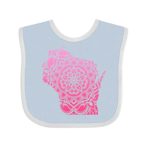 Inktastic Wisconsin Silhouette Mandala Boys or Girls Baby Bib