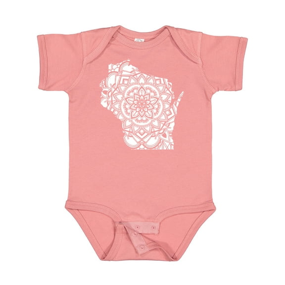 Inktastic Wisconsin Silhouette Mandala Boys or Girls Baby Bodysuit