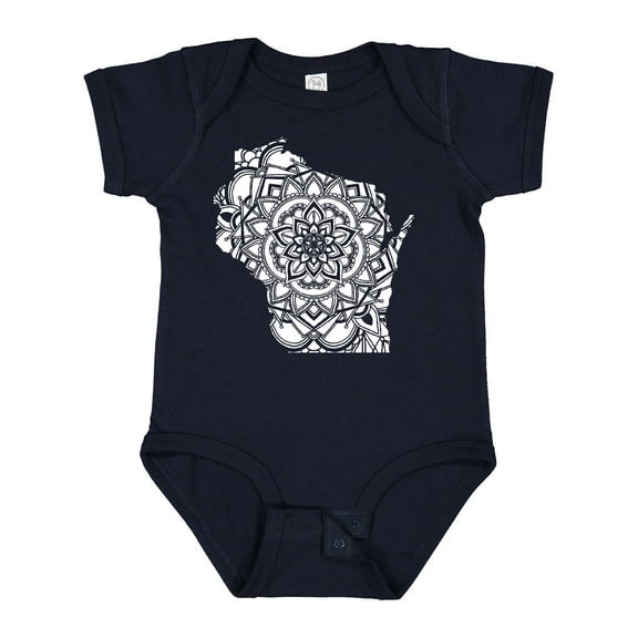 Inktastic Wisconsin Silhouette Mandala Boys or Girls Baby Bodysuit