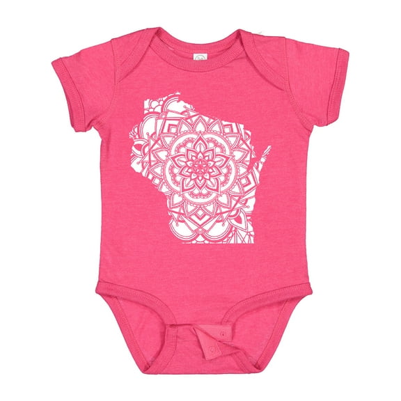 Inktastic Wisconsin Silhouette Mandala Boys or Girls Baby Bodysuit