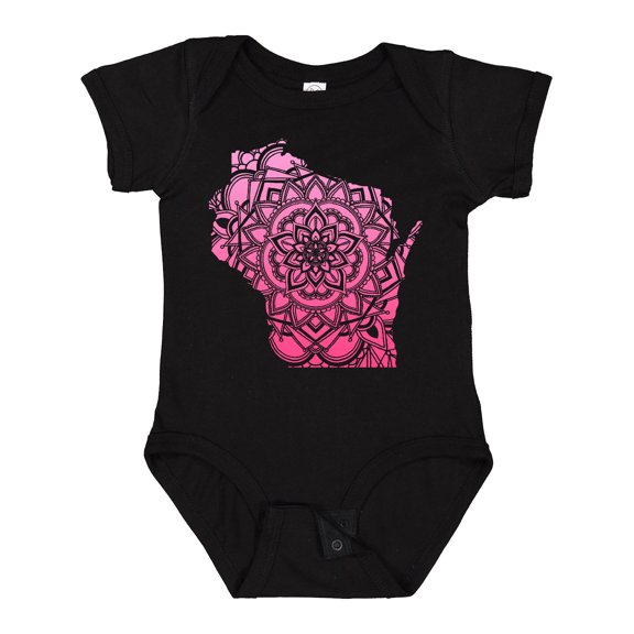 Inktastic Wisconsin Silhouette Mandala Boys or Girls Baby Bodysuit