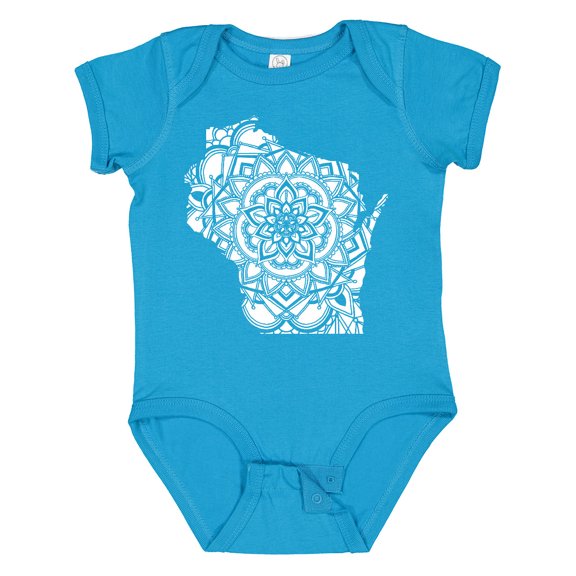 Inktastic Wisconsin Silhouette Mandala Boys or Girls Baby Bodysuit