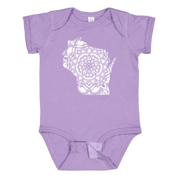 Inktastic Wisconsin Silhouette Mandala Boys or Girls Baby Bodysuit