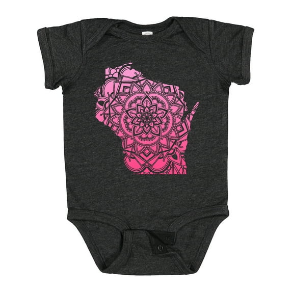 Inktastic Wisconsin Silhouette Mandala Boys or Girls Baby Bodysuit