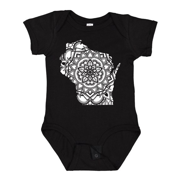 Inktastic Wisconsin Silhouette Mandala Boys or Girls Baby Bodysuit