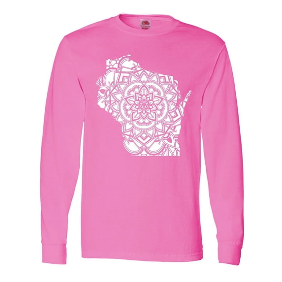 Inktastic Wisconsin Silhouette Mandala Long Sleeve T-Shirt