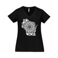 thumbnail image 1 of Inktastic Wisconsin Silhouette Mandala Women's Plus Size V-Neck T-Shirt, 1 of 5