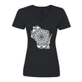 thumbnail image 1 of Inktastic Wisconsin Silhouette Mandala Women's V-Neck T-Shirt, 1 of 5