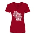 thumbnail image 1 of Inktastic Wisconsin Silhouette Mandala Women's V-Neck T-Shirt, 1 of 5