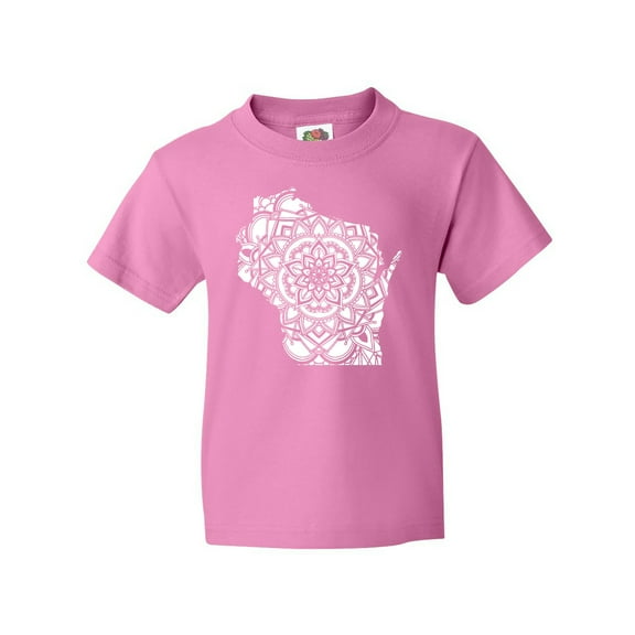 Inktastic Wisconsin Silhouette Mandala Youth T-Shirt