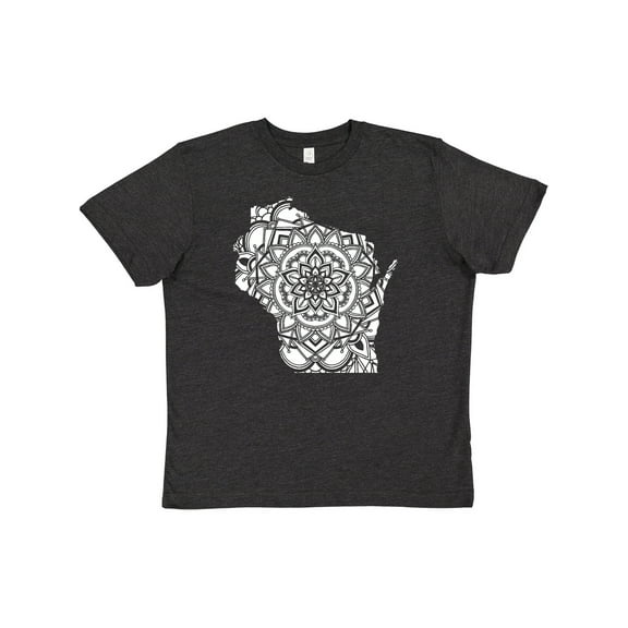 Inktastic Wisconsin Silhouette Mandala Youth T-Shirt