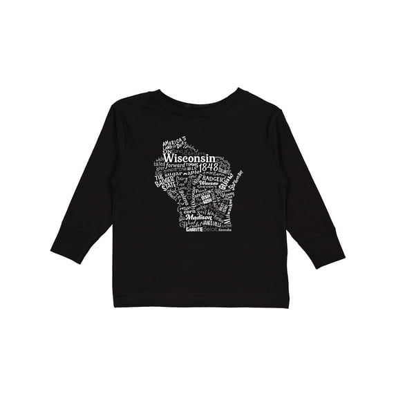 Inktastic Wisconsin State Word Salad Boys or Girls Long Sleeve Toddler T-Shirt