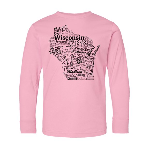 Inktastic Wisconsin State Word Salad Long Sleeve Youth T-Shirt