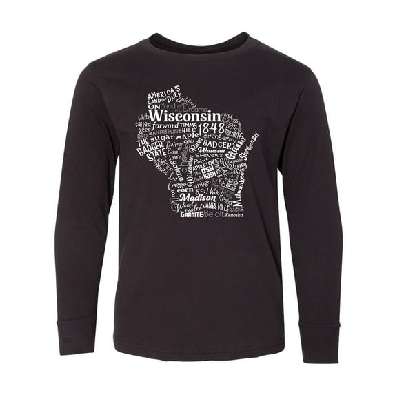 Inktastic Wisconsin State Word Salad Long Sleeve Youth T-Shirt