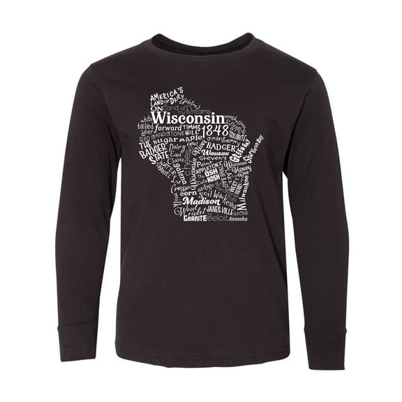 Inktastic Wisconsin State Word Salad Long Sleeve Youth T-Shirt