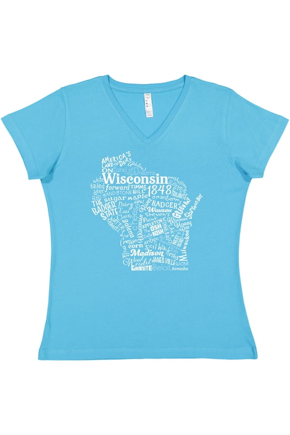 Wisconsin State Word Salad Women's V-Neck T-Shirt