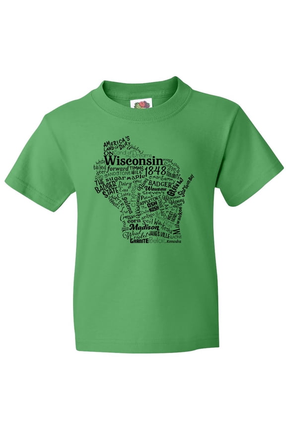 Wisconsin State Word Salad Youth T-Shirt