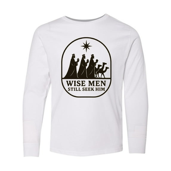 Inktastic Wise Men Still Seek Him Religious Nativity Long Sleeve Youth T-Shirt