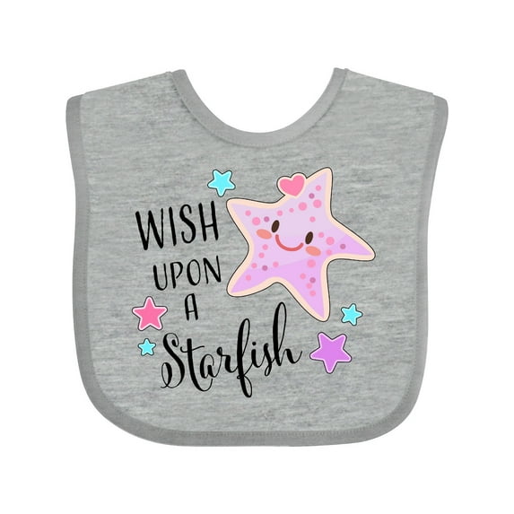 Inktastic Wish Upon a Starfish- Cute Boys or Girls Baby Bib