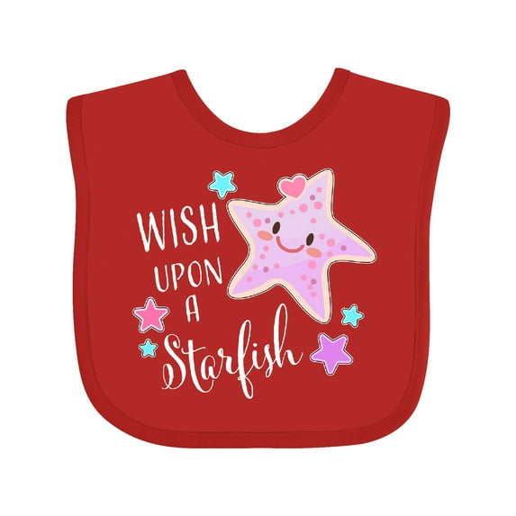 Inktastic Wish Upon a Starfish- cute Boys or Girls Baby Bib