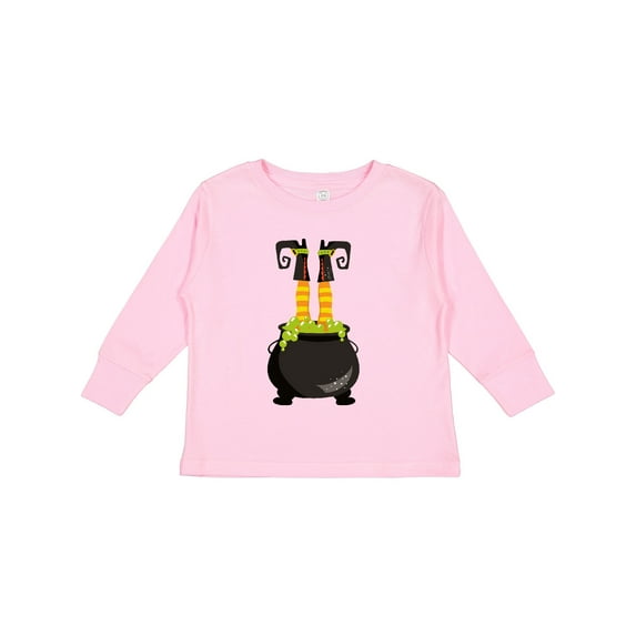 Inktastic Halloween, Witch Cauldron, Witch Legs, Potion Boys or Girls Long Sleeve Toddler T-Shirt