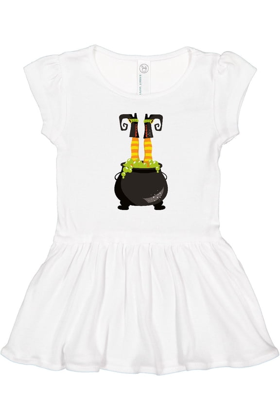 Witch Cauldron, Witch Legs, Boots, Halloween Girls Toddler Dress