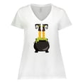 thumbnail image 1 of Inktastic Witch Cauldron, Witch Legs, Boots, Halloween Women's Plus Size V-Neck T-Shirt, 1 of 5