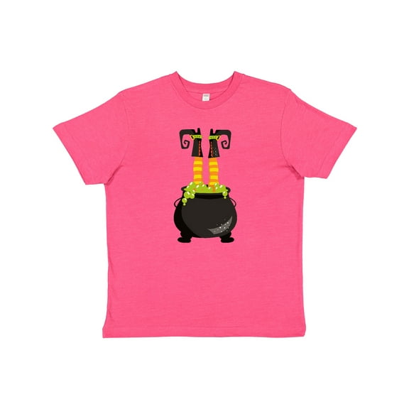 Inktastic Witch Cauldron, Witch Legs, Boots, Halloween Youth T-Shirt