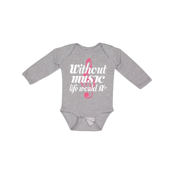 Inktastic Without Music Life Would Be Flat Girls Long Sleeve Baby Bodysuit