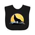 thumbnail image 1 of Inktastic Wolf Wilderness Mountains Moon Boys or Girls Baby Bib, 1 of 4