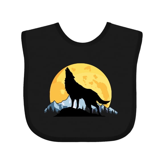 Inktastic Wolf Wilderness Mountains Moon Boys or Girls Baby Bib