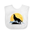 thumbnail image 1 of Inktastic Wolf Wilderness Mountains Moon Boys or Girls Baby Bib, 1 of 4