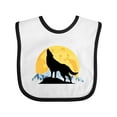 thumbnail image 1 of Inktastic Wolf Wilderness Mountains Moon Boys or Girls Baby Bib, 1 of 4