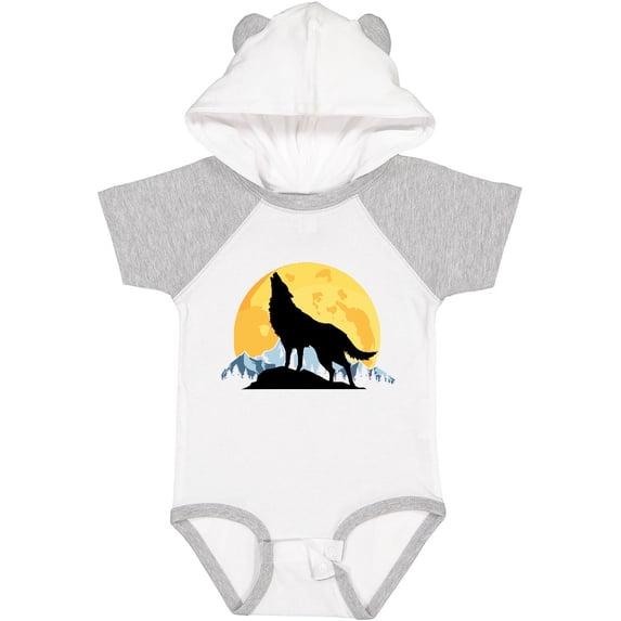 Inktastic Wolf Wilderness Mountains Moon Boys or Girls Baby Bodysuit