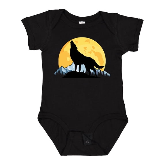 Inktastic Wolf Wilderness Mountains Moon Boys or Girls Baby Bodysuit
