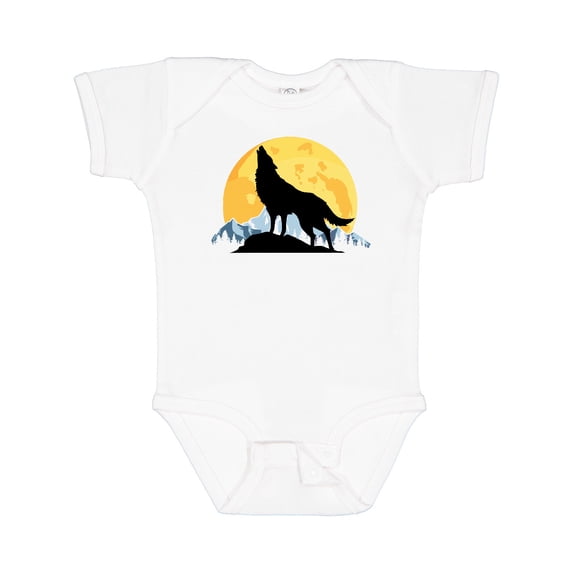 Inktastic Wolf Wilderness Mountains Moon Boys or Girls Baby Bodysuit