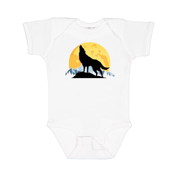 Inktastic Wolf Wilderness Mountains Moon Boys or Girls Baby Bodysuit