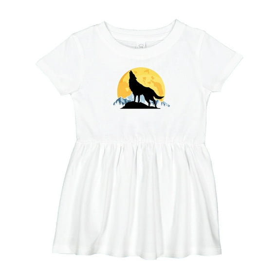 Inktastic Wolf Wilderness Mountains Moon Girls Baby Dress