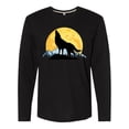 thumbnail image 1 of Inktastic Wolf Wilderness Mountains Moon Long Sleeve T-Shirt, 1 of 5