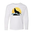 thumbnail image 1 of Inktastic Wolf Wilderness Mountains Moon Long Sleeve Youth T-Shirt, 1 of 5