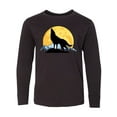 thumbnail image 1 of Inktastic Wolf Wilderness Mountains Moon Long Sleeve Youth T-Shirt, 1 of 5