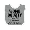 thumbnail image 1 of Inktastic Womb County I Just Did 9 Months on the Inside Boys or Girls Baby Bib, 1 of 4