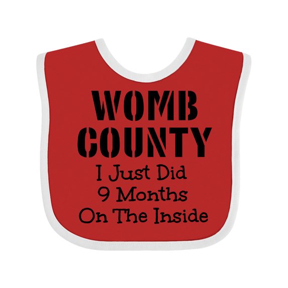 Inktastic Womb County I Just Did 9 Months on the Inside Boys or Girls Baby Bib