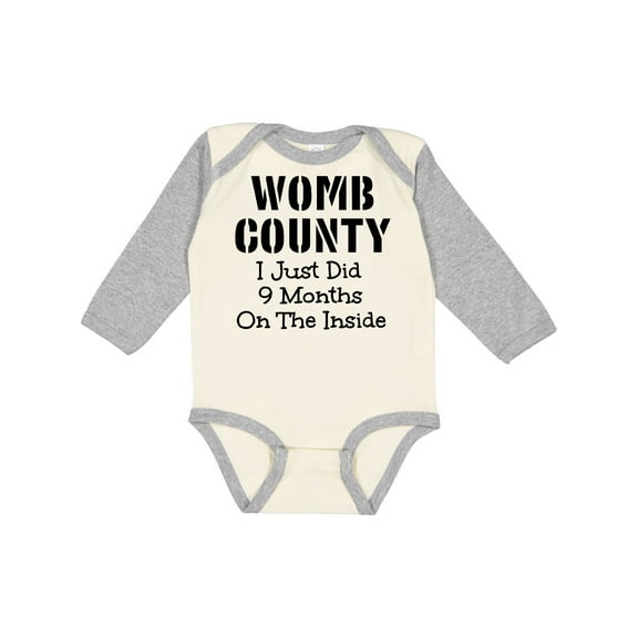 Inktastic Womb County I Just Did 9 Months on the Inside Boys or Girls Long Sleeve Baby Bodysuit