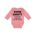 thumbnail image 1 of Inktastic Womb County I Just Did 9 Months on the Inside Boys or Girls Long Sleeve Baby Bodysuit, 1 of 5