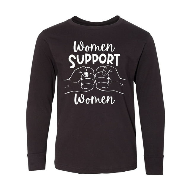 Inktastic Women Support Women Fist Bump Long Sleeve Youth T-Shirt
