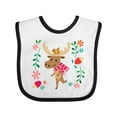 thumbnail image 1 of Inktastic Woodland Moose Spring Flowers Girls Baby Bib, 1 of 4
