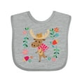 thumbnail image 1 of Inktastic Woodland Moose Spring Flowers Girls Baby Bib, 1 of 4