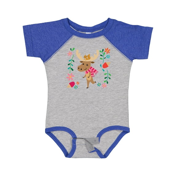 Inktastic Woodland Moose Spring Flowers Girls Baby Bodysuit